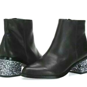 Sol Sana Black Glitter Heel Ankle Booties